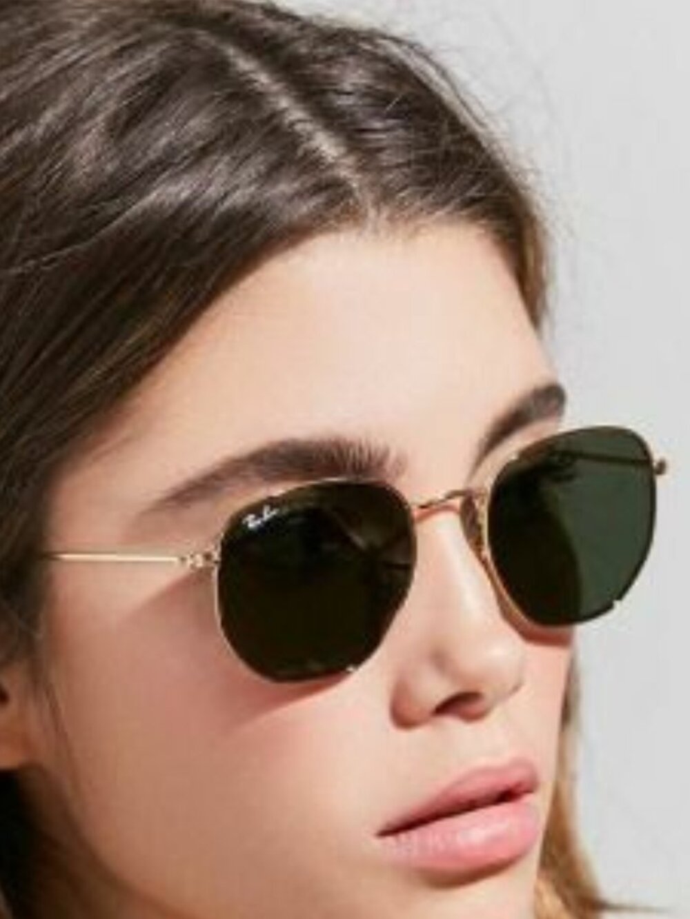 #209 NWT - Ray-Ban Hexagonal Sunglasses, 51mm, Gold/Green